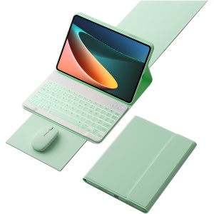 HLTOOP Funda Teclado para Redmi Pad SE 11 Inch, Contener Ñ, Teclado Inalámbrico Retroiluminado Desmontable con Cubierta Protectora Magnética, Ratón,Verde