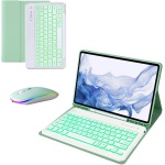 HLTOOP Funda con Teclado para Samsung Galaxy Tab S9+ Plus/S9 FE+ Plus De 12,4 Pulgadas, Contiene Ñ, Teclado Retroiluminado De 7 Colores con Portalápices, Ratón Silencioso Recargable LED,Verde - Imagen 1
