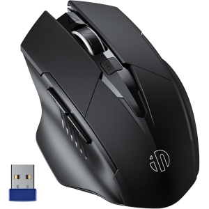 INPHIC - Ratón inalámbrico ergonómico Recargable de 2,4 G, con nanorreceptor USB para Ordenador portátil, de sobremesa, MacBook, 6 Teclas, Negro