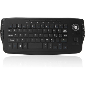 Irfora Mando a distancia universal E30 2,4 GHz inalámbrico teclado con trackball ratón rueda de desplazamiento mando a distancia para Android TV Box Smart TV PC Notebook Negro
