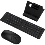 JUCHRZEY Teclado Inalámbrico Plegable Ratón Compatible con Teclado Ultrafino Plegable Soporte para Teléfono Tableta 3 Modos Recargable para iOS/Android Tablet Teléfono - Imagen 1
