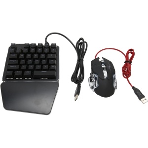 Juego de Convertidor de Teléfono Móvil a Teclado y Ratón, Teclado Mecánico RGB con una Sola Mano, para PUBG///, Conexión Inalámbrica/por Cable