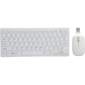 Juego de Mini Ratón Inalámbrico de 2,4 G, Práctico Ratón y Teclado Inalámbricos con Película, Conexión Remota de 10 M, Compatible con, iOS (White)