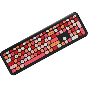 Juego de Ratón y Teclado Inalámbrico, Ratón con Teclado de 2,4G, con Botón Multimedia, Plug & Play, para XP Win7 Win8 Win10 (666 Juego inalámbrico de Colores Mezclados Negros)