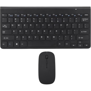 Juego de Teclado Inalámbrico, Teclas Recubiertas UV Inalámbricas Combinadas 2,4G con Teclado y Ratón Negro Moderno para Viajes