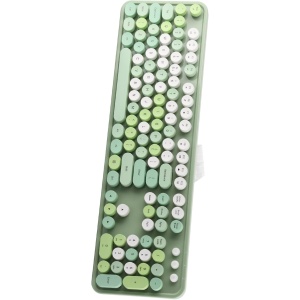 Juego de Teclado y Ratón, Botones Multimedia, Cómodo Ratón Inalámbrico de Poco Ruido, Ratón de 5 Teclas para XP/win7/win8/win10 (Dulce versión de Color Verde Mezclado)