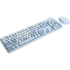 Juego de Teclado y Ratón, Juego de Teclado, Unidad Inalámbrica, Teclado USB Punk para Office Win7, XP, Win8, Win10, Teclado Tasti Alti (Blue)