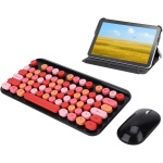 Juego de ratón y Teclado inalámbrico ADITAM, Teclado Retro de 75 Teclas, USB, tamaño Completo, 1600 dpi, para tabletas portátiles, Soporte Win/Android/OS, QWERTY (Rojo Negro) Double The Comfort - Imagen 1