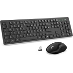 Juego de teclado y ratón inalámbrico, 2,4 GHz, teclado inalámbrico con ratón, tamaño completo, teclado inalámbrico con ratón ergonómico, para Windows/ordenadores/portátiles/portátiles – Negro - Imagen 1