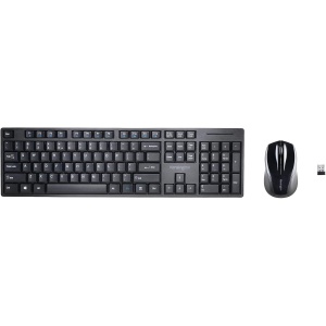 Juego de teclado y ratón inalámbricos de bajo perfil Kensington Pro Fit para escritorio, teclas multimedia, ambidiestras, juego de teclado y ratón QWERTY para oficina en casa, (K75230ES), negro