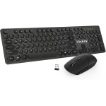 Juego de teclado y ratón inalámbricos, teclado inalámbrico con ratón 2,4 G, diseño redondo para ordenador - Imagen 1