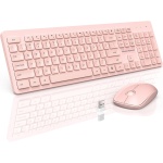 Juego silencioso de teclado y mouse inalámbricos, teclado y mouse USB ultrafinos de 2.4 GHz, teclas que caen agua, 12 accesos directos, combo de teclado y mouse para PC portátil Windows XP/7/8/10, - Imagen 1