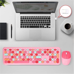 KAKAKE Teclado y Mouse Inalámbricos, Combinación de Teclado y Mouse Silenciosos y Livianos, Teclado y Mouse Inalámbricos Inteligentes Que Ahorran Energía, (Conjunto de Teclado y Mouse