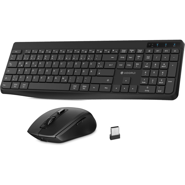 KOORUI Teclado y raton inalambrico recargable silencioso con diseno aleman