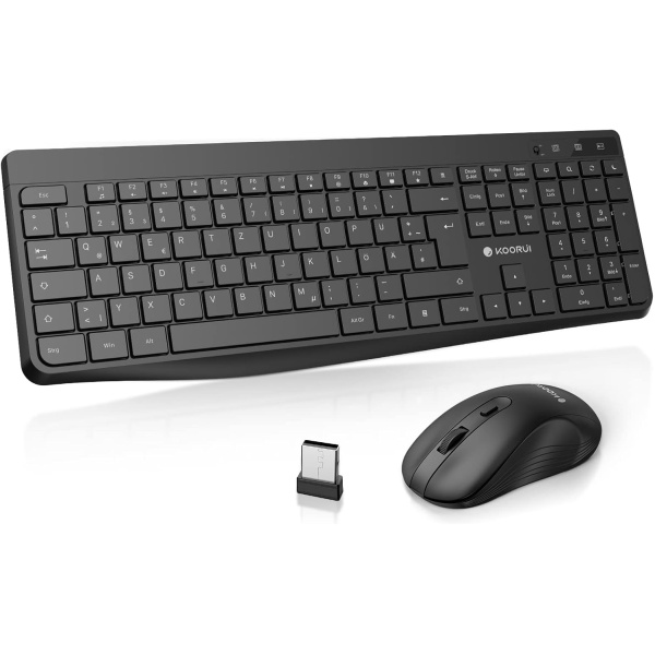 KOORUI Teclado y raton inalambricos silencioso teclado de raton QWERTZ