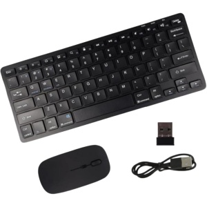 KeautFair Juego de Ratón Inalámbrico Bluetooth y Conexión de 2,4 GHz a Través del Receptor USB, Multidispositivo, Teclado Inalámbrico Silencioso con Ratón para PC/Ordenador Portátil, Color Negro