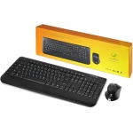 Lacerto® | Juego de teclado y ratón multimedia inalámbrico bilingüe ruso-alemán de 2,4 GHz, teclado y ratón multimedia inalámbricos, ruso-alemán | KVALITA-DR650WL Combo - Imagen 1