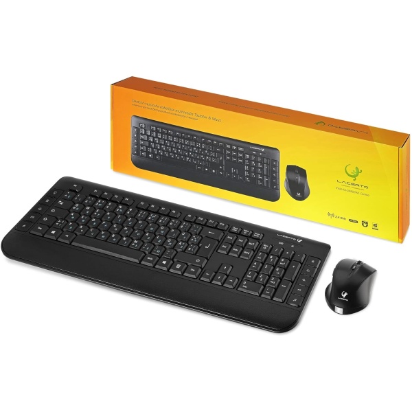 Lacerto® Juego de teclado y raton multimedia inalambrico bilingue