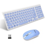 LeadsaiL, Juego de ratón de teclado inalámbrico, ratón ergonómico y teclado, teclado y ratón inalámbricos para PC, diseño alemán QWERTZ, teclas silenciosas de teclado y ratón, MacOS PC, portátil, azul - Imagen 1