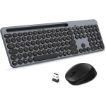 LeadsaiL Juego de teclado y ratón inalámbrico, ratón ergonómico y teclado inalámbrico, teclado y ratón de tamaño estándar, diseño alemán QWERTZ, botón de clic silencioso, 12 teclas FN para ordenadores - Imagen 1