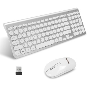 LeadsaiL KF29 Juego de teclado y mouse inalámbricos, ratón USB inalámbrico y teclado compacto para computadora, QWERTY UK Layout para laptop HP/Lenovo y Mac-Silver