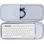 Lebakort Duro Caja Estuche Funda para Teclado Inalámbrico Logitech Pebble Keys 2 Combo K380s K380 + M350 Pebble Mouse Combo (Estuche Blanco Grisáceo) - Imagen 1