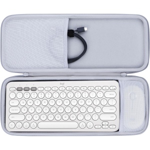 Lebakort Duro Caja Estuche Funda para Teclado Inalámbrico Logitech Pebble Keys 2 Combo K380s K380 + M350 Pebble Mouse Combo (Estuche Blanco Grisáceo)