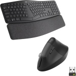 Logitech Ergo K860 Teclado inalámbrico y ergonómico - Teclado Partido y Ratón Ergonómico Lift Vertical para Zurdos, Bluetooth, USB, silencioso, Windows/macOS/iPadOS, Laptop, PC, QWERTY ESP - Gris - Imagen 1