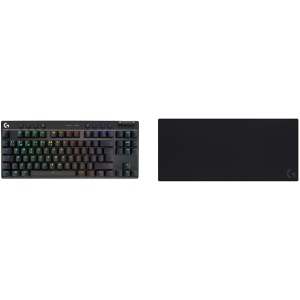 Logitech G Pro X TKL Lightspeed, Teclado inalámbrico para Gaming, ultraportable & G840 Alfombrilla de ratón para Juegos XL,optimada para sensores de Juegos