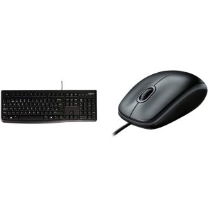 Logitech K120 Teclado con Cable para Windows, Black con B100 Ratón con Cable, Black