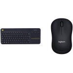 Logitech K400 Plus - Teclado inalámbrico para televisores conectados a PC, QWERTY español, Color Negro + M185, Ratón inalámbrico, Óptico, 2.4 GHz, USB, Negro - Imagen 1