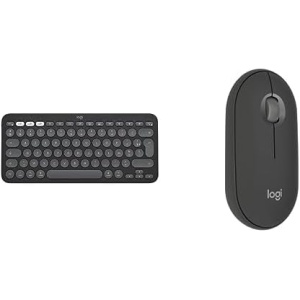 Logitech Pebble Keys 2 K380s, Teclado Bluetooth multidispositivo Pebble Mouse 2 M350s, estilizado ratón inalámbrico Bluetooth - Grafito