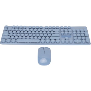 Luqeeg Combo Teclado y Ratón Ergonómicos Inalámbricos, Teclado 2.4g 104 Teclas Retro Mute Cute Full Size con Teclas Redondas para PC Portátil Compatible con Windows 7 8 10 Rosa y Azul (Azul)