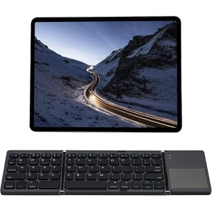 Mcbazel Teclado Bluetooth Plegable Recargable, Tri-Teclado inalámbrico Portátil Plegable con Panel táctil para Dispositivo móvil Compatible con Tableta/Teléfono móvil/PC - Gris