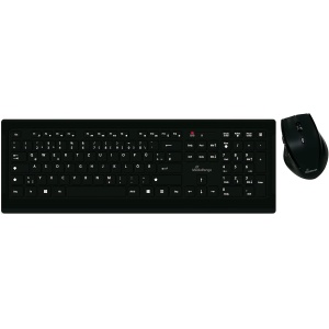 MediaRange QWERTY - Teclado inalámbrico y ratón óptico de 5 Teclas, Color Negro