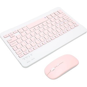 Moderno Combo Teclado Ratón Inalámbrico, Teclado Inalámbrico Ergonómico Delgado y Compacto con Teclado Numérico para Portátil MacBook Air Ordenador Apple PC Ompatible con Windows (Rosa)