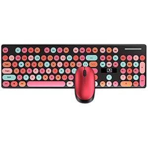 Myhoomowe Teclado y RatóN InaláMbricos para Juegos LáPiz Labial de Color Caramelo, Adecuado para Computadoras de Escritorio Computadoras PortáTiles, Color Mezclado Rojo Rosa