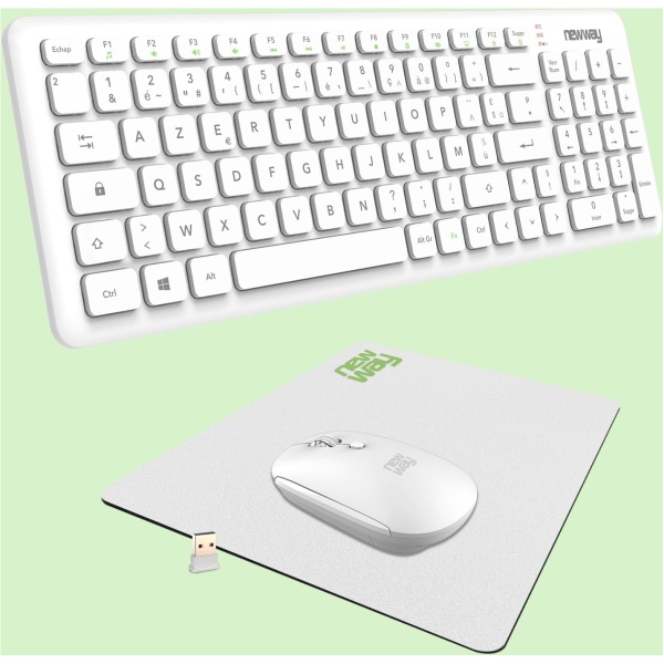 NEWWAY – Pack RF01 Teclado inalambrico con alfombrilla – Teclado