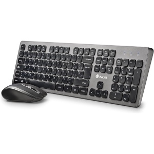 NGS Idol Kit Idioma Español (QWERTY) - Teclado y Ratón Inalámbricos, Pack Teclado y Ratón, Conexión Inalámbrica 2.4 GHz, Diseño Minimalista, Teclas Perfil Bajo, dpi Ajustable, Botones Silenciosos