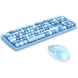 Onlywe - Teclado inalámbrico y ratón de 2,4 G con teclado numérico y ratón óptico, ergonómico, colores variados