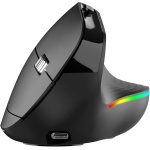 PINKCAT Raton Vertical, Raton Ergonomico Inalambrico, Recargable, con luz RGB, 6 Botones, prevención del síndrome del ratón - Negro - Imagen 1