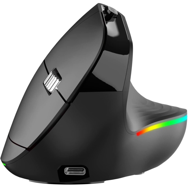 PINKCAT Raton Vertical Raton Ergonomico Inalambrico Recargable con luz RGB