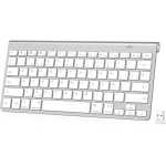 PINKCAT Teclado Inalámbrico, Teclado Bluetooth & 2.4G, Diseño QWERTY español Compacto con Teclas Multimedia para PC, portátil, Ordenador portátil, Windows (Plata) - Imagen 1