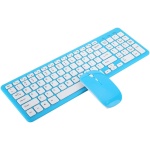 Pack de Mouse Teclado Inalámbrico,USB 96 Teclas Teclado,4 Teclas Mouse,Micro USB Receptor Kit de Ratón y Teclado,Junto de Teclado y Mouse Silencioso Recargable Ergonómico para Win7 / Win8 / XP(Azul) - Imagen 1