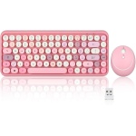 Perixx - PERIDUO-713 - Teclado inalámbrico y ratón, bonito teclado con teclas redondeadas de estilo retro, teclado en italiano, rosa pastel - Imagen 1