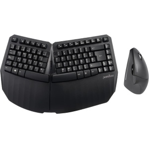 Perixx PERIDUO-813B ES, Set de Teclado Compacto Ergonómico y Ratón Vertical inalámbrico con 6 Botones - Negro - QWERTY español