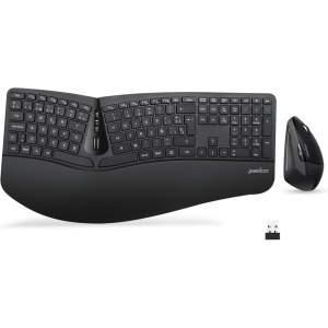 Perixx Periduo-605, Pack de Teclado Ergonómico Inalámbrico, Teclado Dividido y Ratón Vertical con reposamuñecas y Teclas de Membrana Low Profile, Layout QWERTY Español