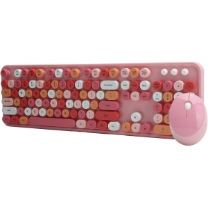 Pyhodi Combinación de Teclado y Ratón, Ratón Inalámbrico de bajo Ruido de 5 Teclas para Windows XP/win7/win8/win10 (Rosa)