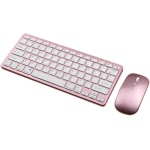 Qtynudy Teclado InaláMbrico Bluetooth RatóN Teclado de Modos Teclado Recargable Soporte de RatóN Tableta Computadora PortáTil Rosa - Imagen 1