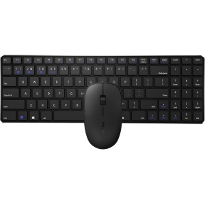 RAPOO | Teclado y Ratón Inalámbrico 9300M (Teclado QWERTY y Ratón Ergonómico Bluetooth, Autonomía de hasta 12 Meses, Teclado Ultrafino, Ratón Ergonómico, 1300 PPP) Color Negro.